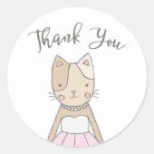 Sticker Rond Cute et Whimsical Kitty Merci (Devant)