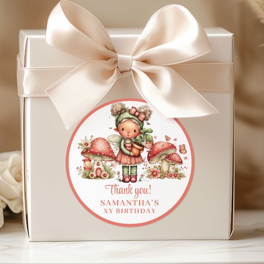 Sticker Rond Cute Fairy 5th Birthday Blush Floral Favor Box  