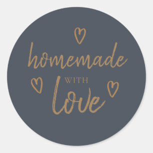 Sticker Rond Cute Fait Maison Avec L'Or Noir D'Amour