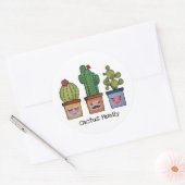 Sticker Rond Cute Famille Cactus En Aquarelle (Enveloppe)
