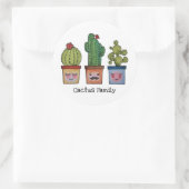 Sticker Rond Cute Famille Cactus En Aquarelle (Sac)