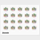 Sticker Rond Cute Famille Cactus En Aquarelle (Feuille)