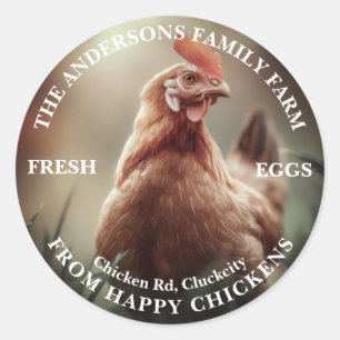 Sticker Rond Cute famille de poulet ferme Modèle photo personna