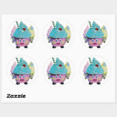 Sticker Rond Cute Fantasy Creatur Cupcakes Illustrated (Feuille)