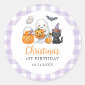 Sticker Rond Cute Fantôme Halloween 1er anniversaire fête (Devant)