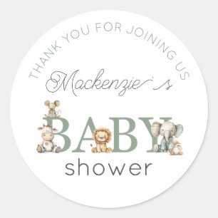Sticker Rond Cute farci Animaux Baby shower neutre genre