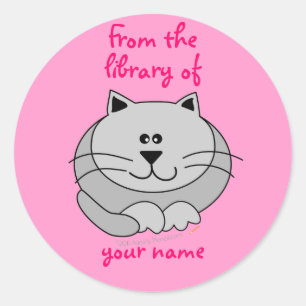 Sticker Rond Cute Fat Chat Rose Personnalisé Enfants Plaques de