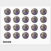 Sticker Rond Cute February Hedgehog with Amethyst Heart (Feuille)