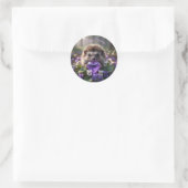 Sticker Rond Cute February Hedgehog with Amethyst Heart (Sac)