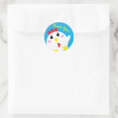 Sticker Rond Cute ferme poulet Enfant 1er anniversaire Merci de (Sac)
