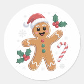 Sticker Rond Cute Festive Gingerbread Homme Christmas Cookie (Devant)