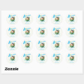 Sticker Rond Cute Fiesta Boy Baby shower Muchacho Faveurs Cadea (Feuille)