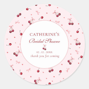 Sticker Rond Cute Fille Rose Cerisier Vaches Merci
