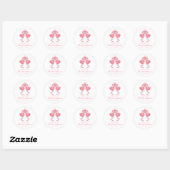 Sticker Rond Cute Flamingo Pink Tropical Beach Bridal Shower (Feuille)