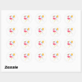 Sticker Rond Cute Flamingo Summer Birthday Party  (Feuille)