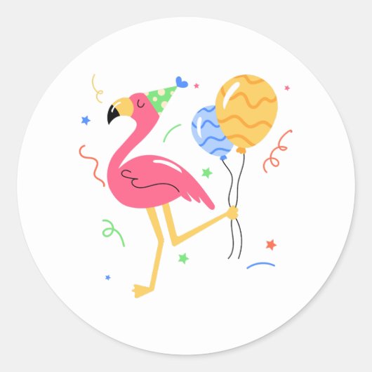 Sticker Rond Cute Flamingo Summer Birthday Party  (Devant)