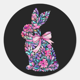 Sticker Rond Cute Floral Lapin de Pâques Coquette Bow Femmes Fi