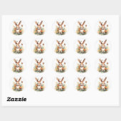 Sticker Rond Cute Forest bébé lapin Pintes Nursery Art (Feuille)