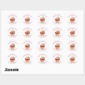 Sticker Rond Cute Fox dans Cupcake Custom Kids Saint-Valentin (Feuille)