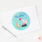 Sticker Rond Cute Fox et Rabbit Woodland Créatures Merci (Enveloppe)