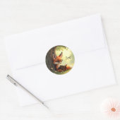 Sticker Rond Cute fox reading a book, custom  (Enveloppe)