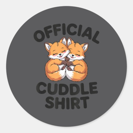 Sticker Rond Cute Fox Snuggle Couple This Is My Cuddle  (Devant)