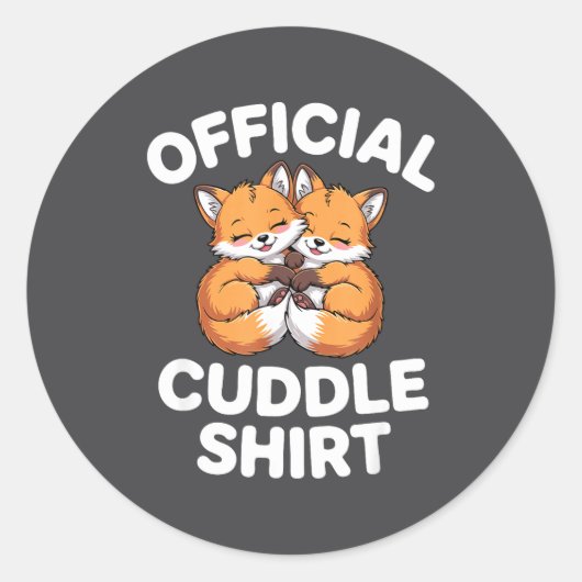 Sticker Rond Cute Fox Snuggle Couple This Is My Cuddle  (Devant)