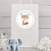 Sticker Rond Cute Fox Woodland "Merci" Anniversaire Favoriser