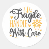 Sticker Rond Cute FRAGILE Handle With Care Labels | Aesthetic (Devant)