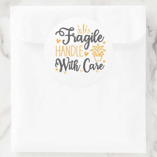 Sticker Rond Cute FRAGILE Handle With Care Labels | Aesthetic (Sac)