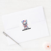 Sticker Rond Cute French Bulldog American Flag with Hearts (Enveloppe)