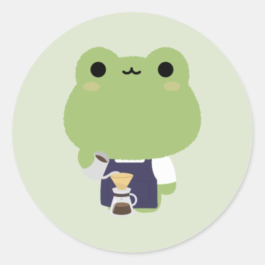 Sticker Rond Cute Frog Barista (Devant)