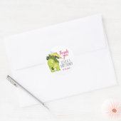 Sticker Rond Cute Frog Dans Le Baby shower De Pluie (Enveloppe)