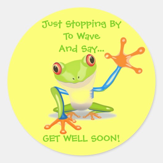 Sticker Rond Cute Frog Drôle Animaux Enfants Se Bien Bientôt (Devant)
