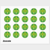Sticker Rond Cute Frog Lime Vert Et Blanc Dotée (Feuille)