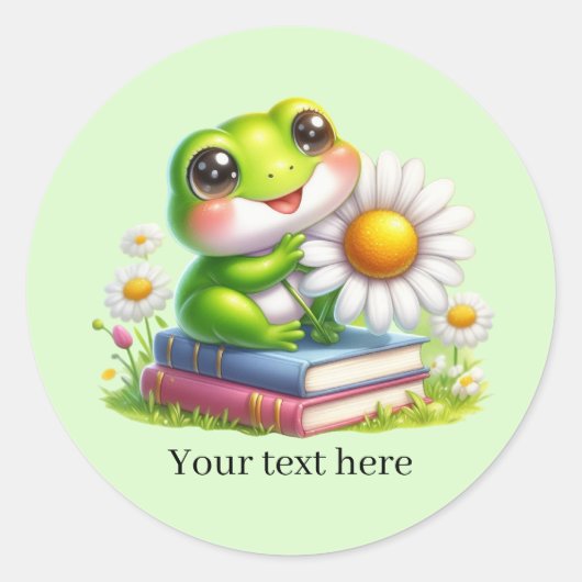 Sticker Rond Cute frog lovers customizable  (Devant)