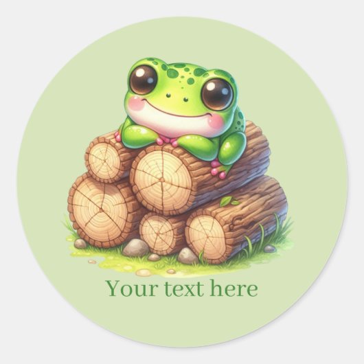 Sticker Rond Cute frog lovers customizable (Devant)