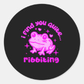 Sticker Rond Cute Frog Pun Ribbiting Frog Lovers Quote Design (Devant)