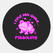 Sticker Rond Cute Frog Pun Ribbiting Frog Lovers Quote Design P (Devant)
