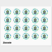 Sticker Rond Cute Frog Theme Boy's Birthday Party (Feuille)