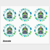 Sticker Rond Cute Frog Theme Boy's Birthday Party (Feuille)