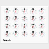 Sticker Rond Cute Frosty Snowman Aimer Noël (Feuille)