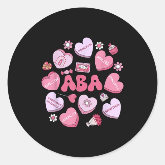 Sticker Rond Cute Funny Aba Therapy Candy Heart Slp Behavior Va (Devant)