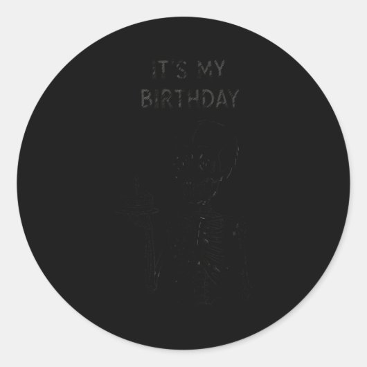 Sticker Rond Cute Funny Kawaii Skeleton Birthday Skull Happy Wo (Devant)