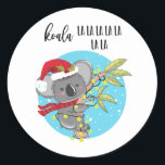Sticker Rond cute funny koala christmas card fa la Australia<br><div class="desc">Designed by the arty apples Limited</div>