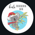 Sticker Rond cute funny koala christmas card fa la Australia<br><div class="desc">Designed by the arty apples Limited</div>