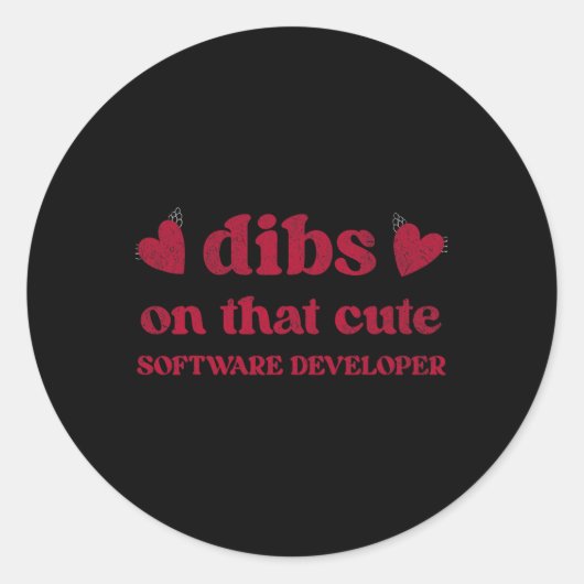 Sticker Rond Cute Funny Valentine's Day Software Developer Femm (Devant)