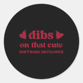 Sticker Rond Cute Funny Valentine's Day Software Developer Wome (Devant)