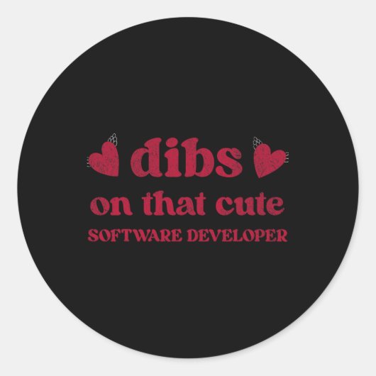 Sticker Rond Cute Funny Valentine's Day Software Developer Wome (Devant)