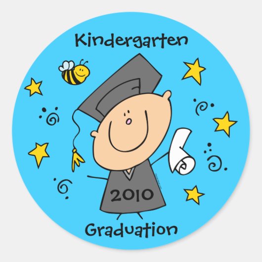 Sticker Rond Cute Garçon Grad Custom (Devant)